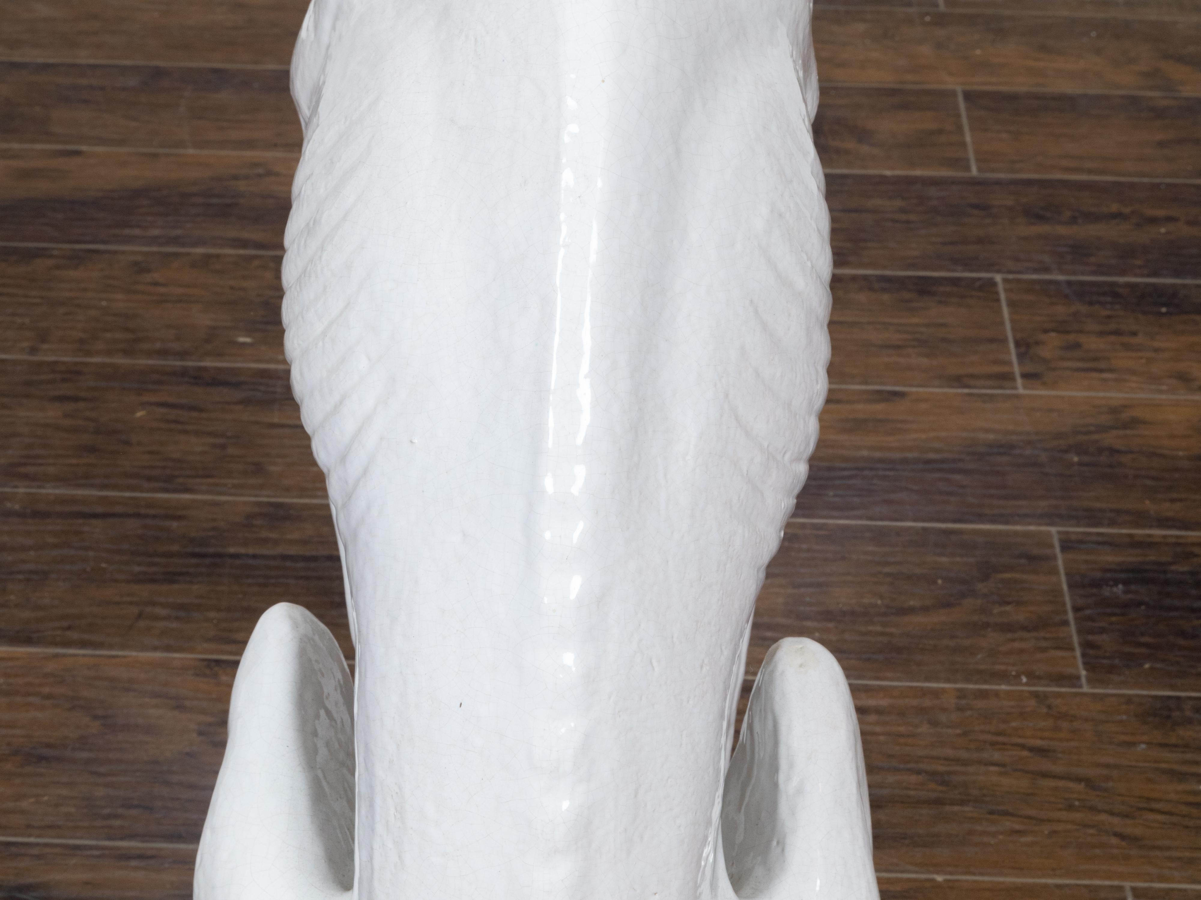 Midcentury Italian White Porcelain Sculpture of a Calm, Sitting Greyhound For Sale 5