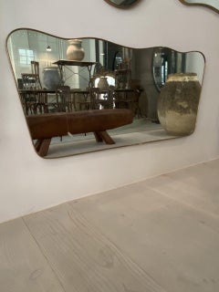 Midcentury Italian Wide Brass Mirror