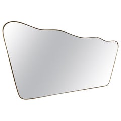 Midcentury Italian Wide Brass Mirror