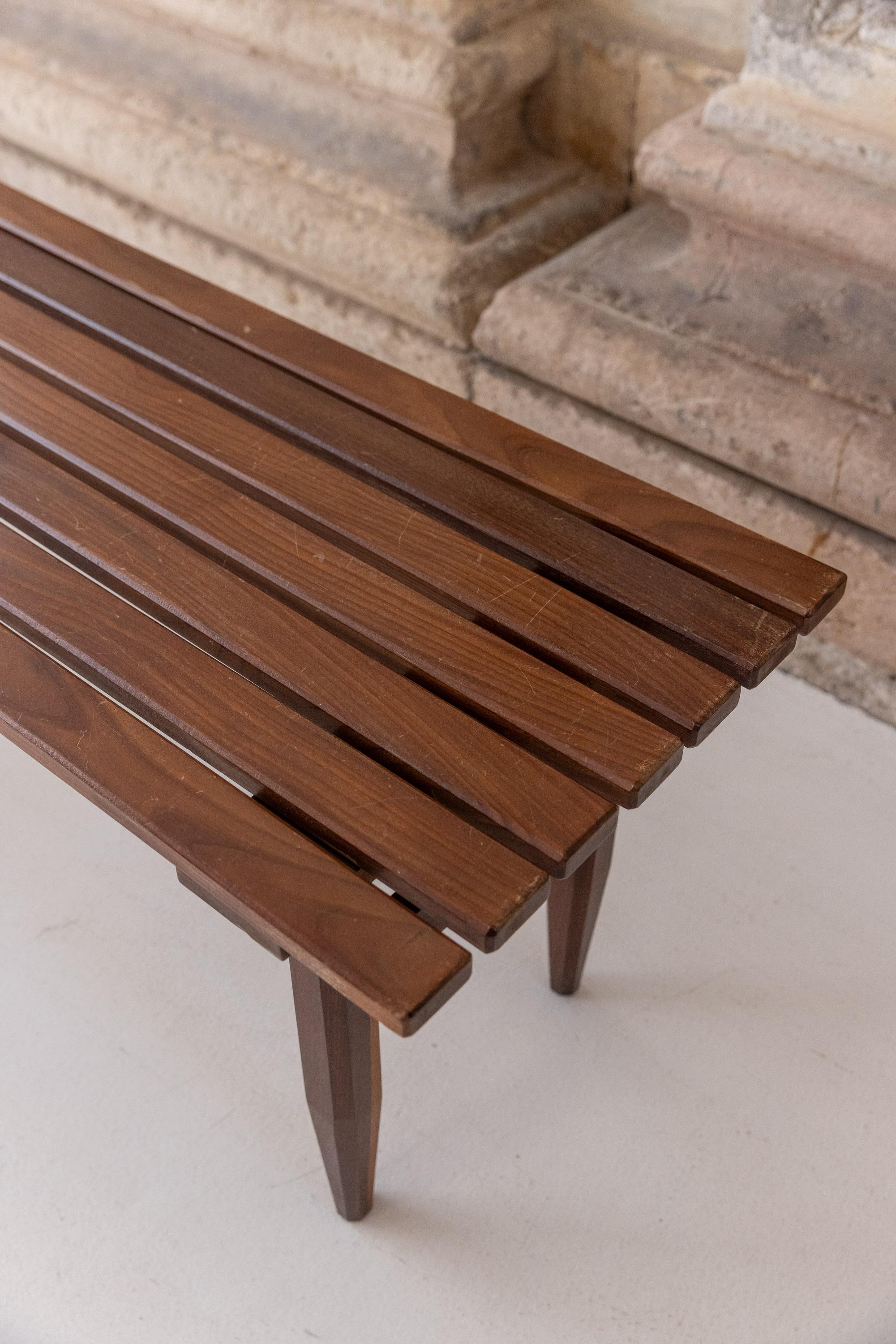 Wood Midcentury italian wooden bench, Italy 1960 For Sale