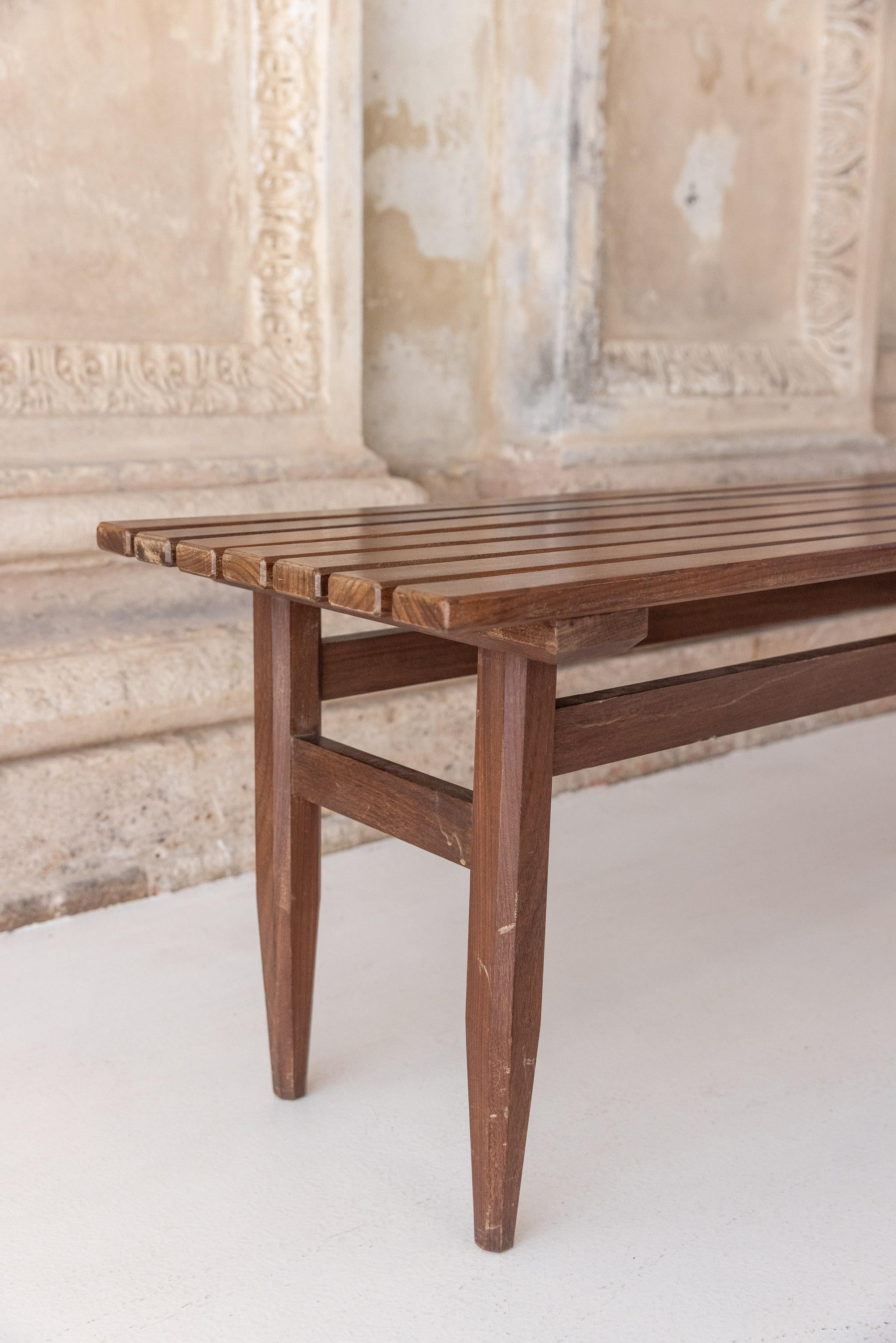 Midcentury italian wooden bench, Italy 1960 For Sale 2