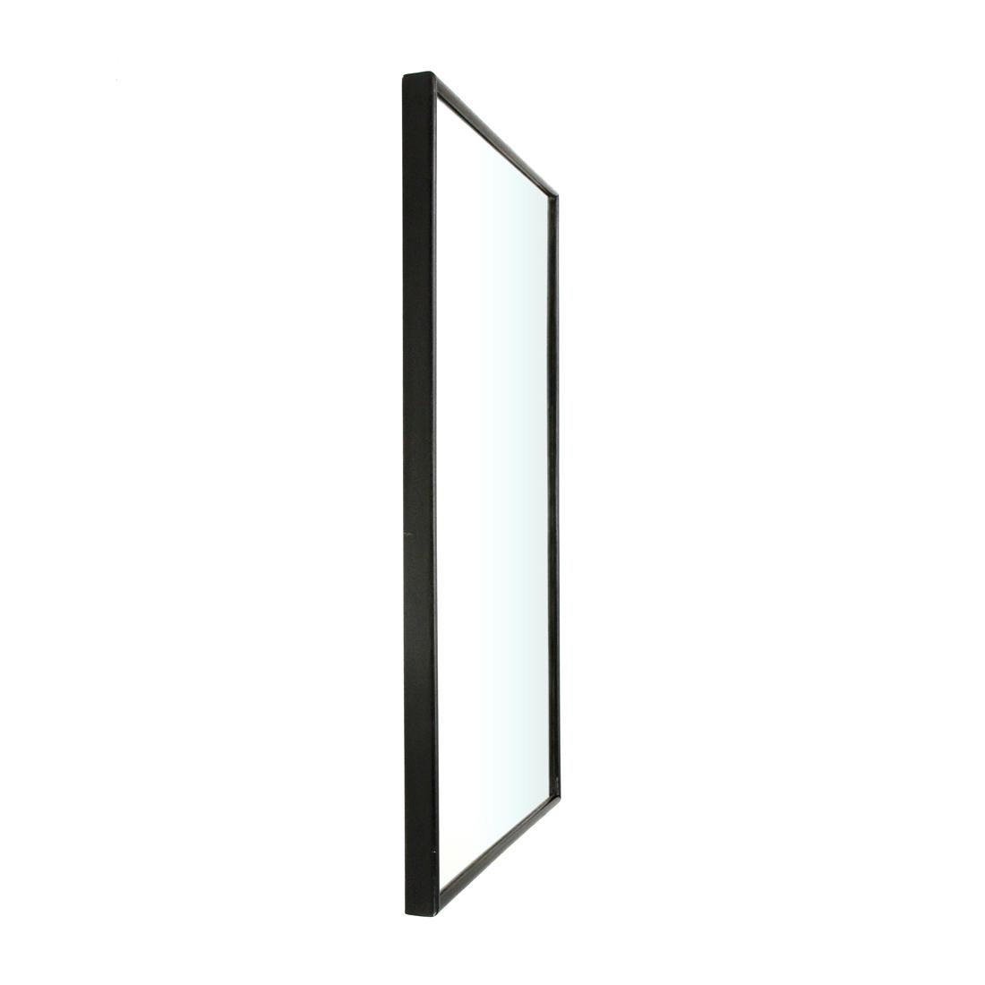 Mid-Century Modern Midcentury Italian Wooden Black Frame Mirror, 1950s For Sale