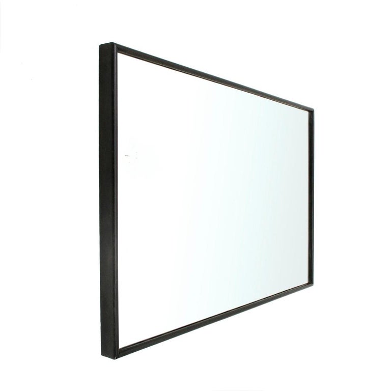 Mid-20th Century Midcentury Italian Wooden Black Frame Mirror, 1950s For Sale