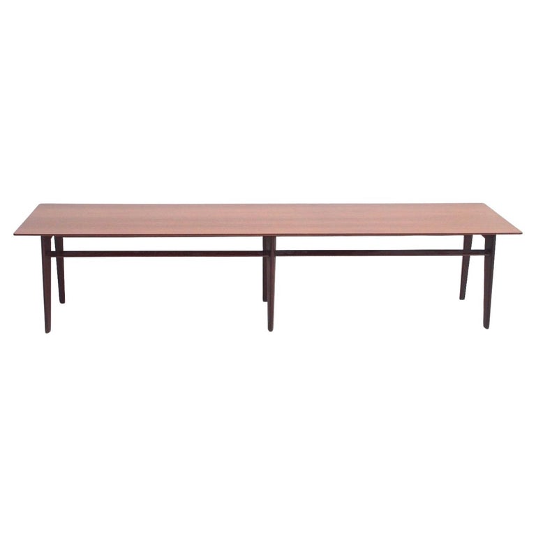 Midcentury Italian Wooden Console or Long Coffee Table For Sale at 1stDibs