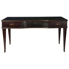 Midcentury Italian Writing Table in Lacquered Wood with Three Drawers