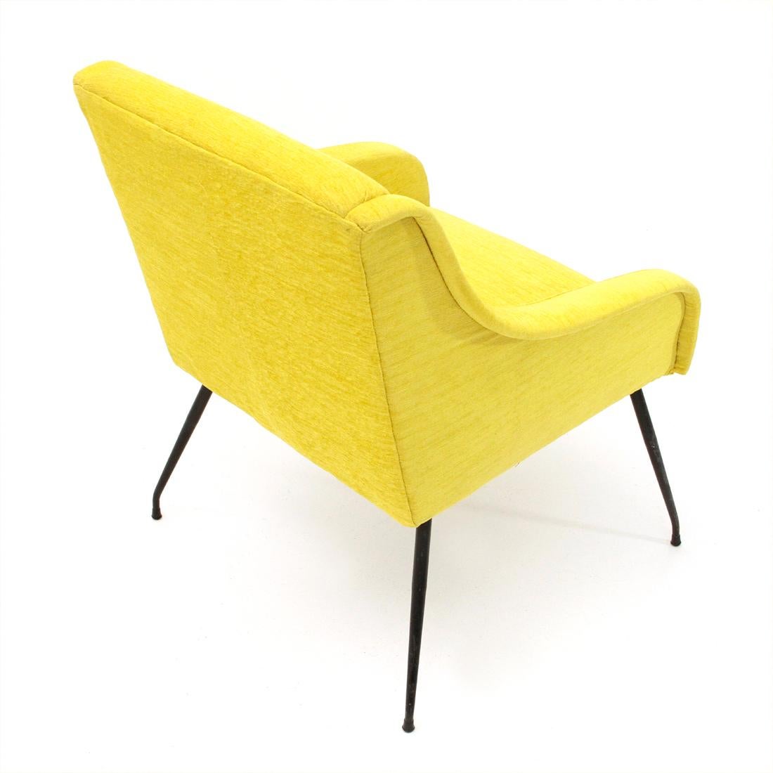 Mid-20th Century Midcentury Italian Yellow Velvet Armchair, 1960s