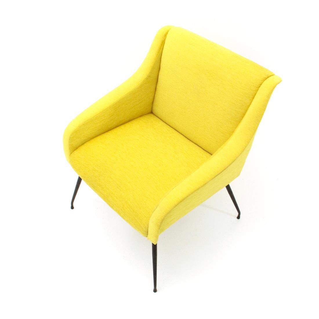 Midcentury Italian Yellow Velvet Armchair, 1960s 1