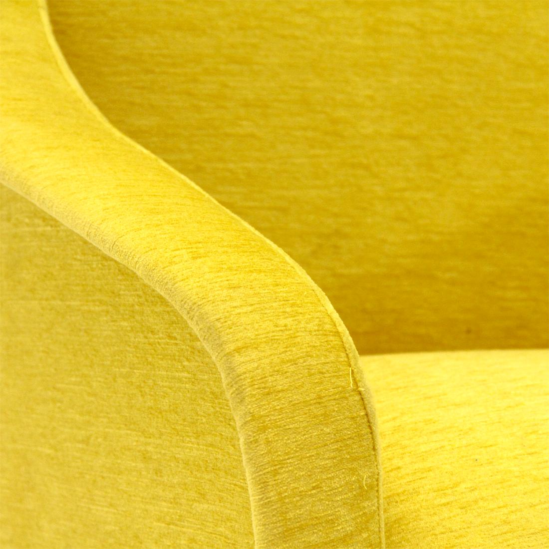 Midcentury Italian Yellow Velvet Armchair, 1960s 3