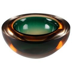 Vintage Midcentury Italien Flavio Poli Sommerso Glass Art Bowl Murano