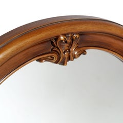 Midcentury Italy Gothic Art Deco Period, Wall Mirror in Carved and Inlay Walnut