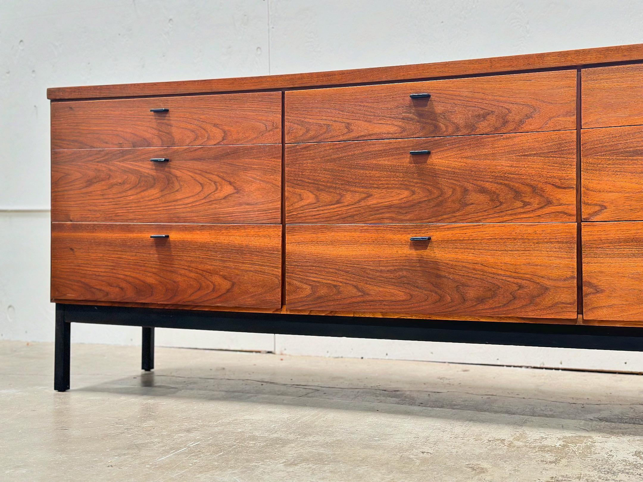 Vintage mid century modern nine drawer dresser in black walnut by Jack Cartwright for his 
