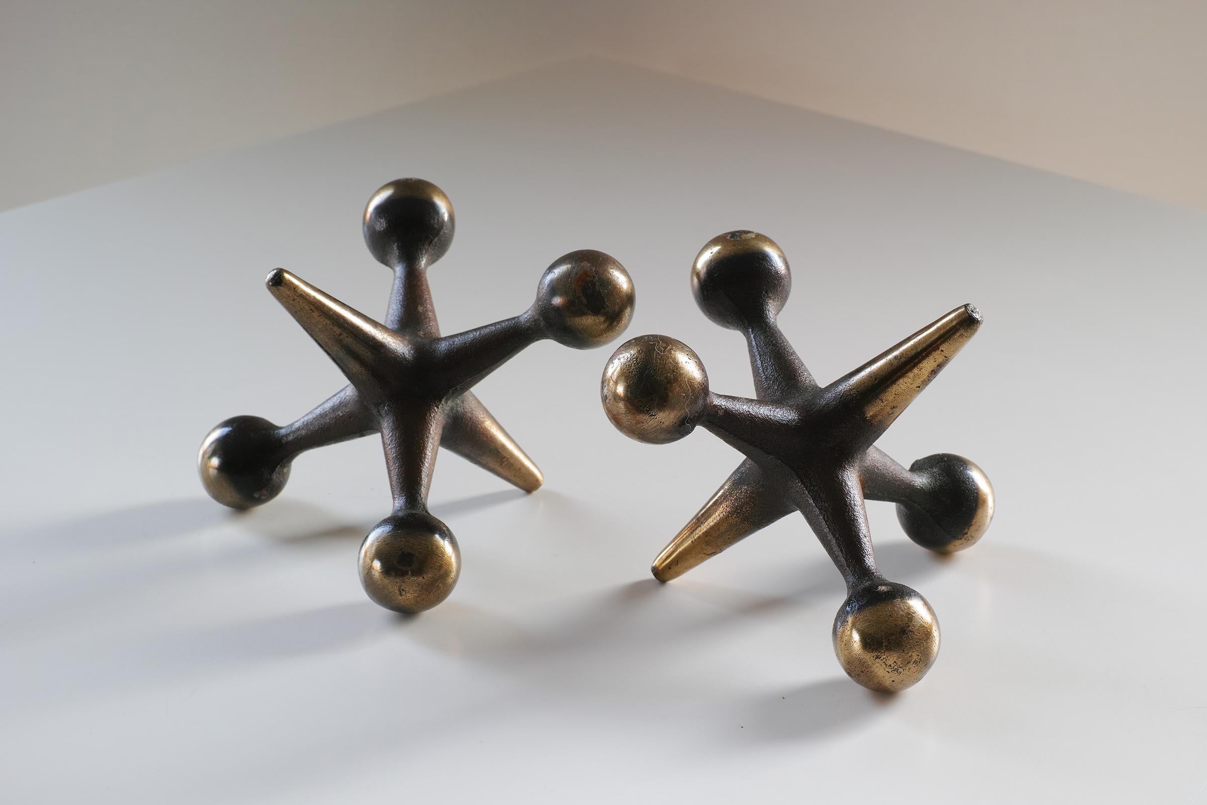 American Mid-Century Jacks Iron Bookends Attributed to Bill Curry for Design Line