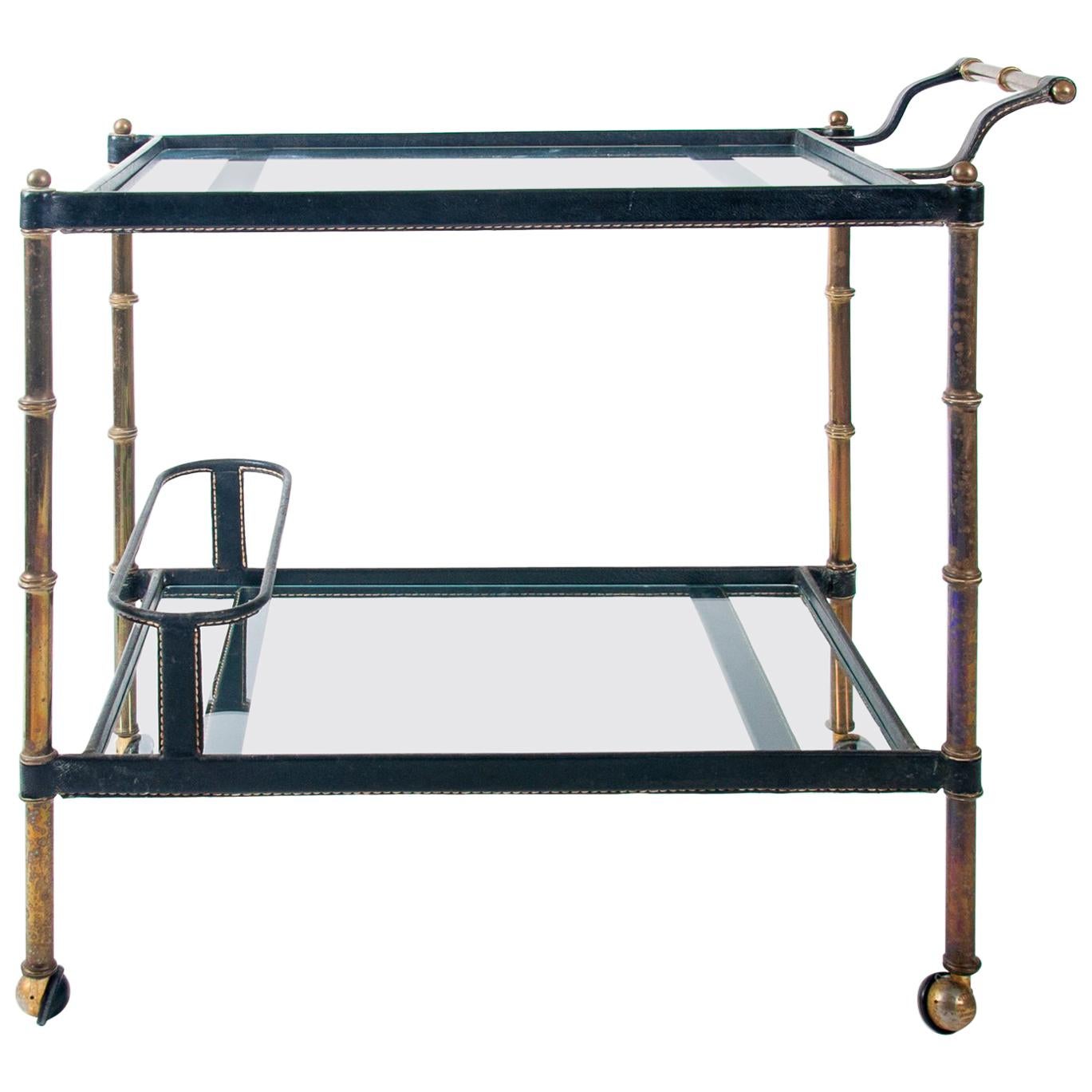 Midcentury Jacques Adnet Bar Cart, circa 1950
