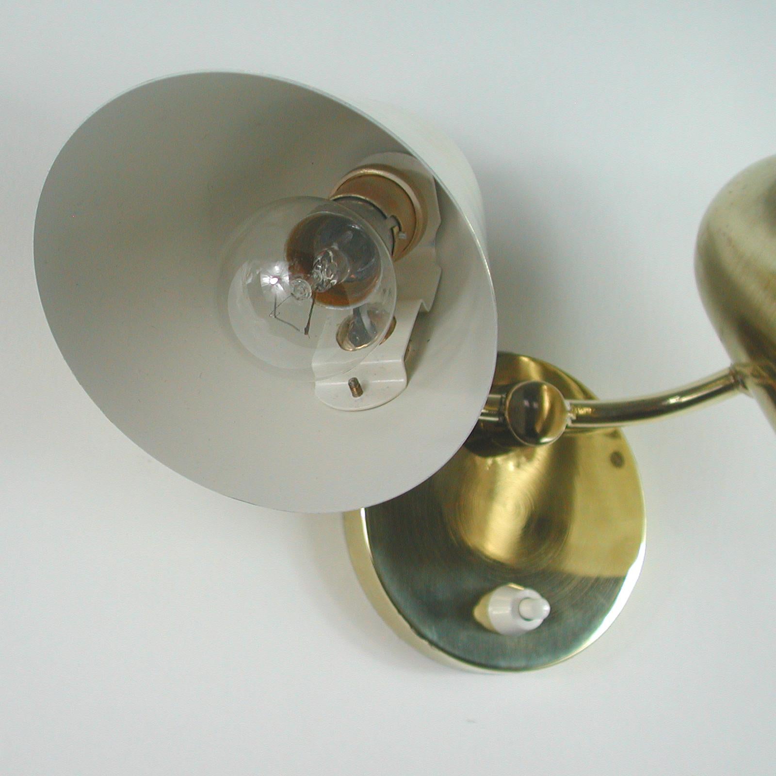 Midcentury Jacques Biny Double Cone Brass Wall Light, 1950s 4