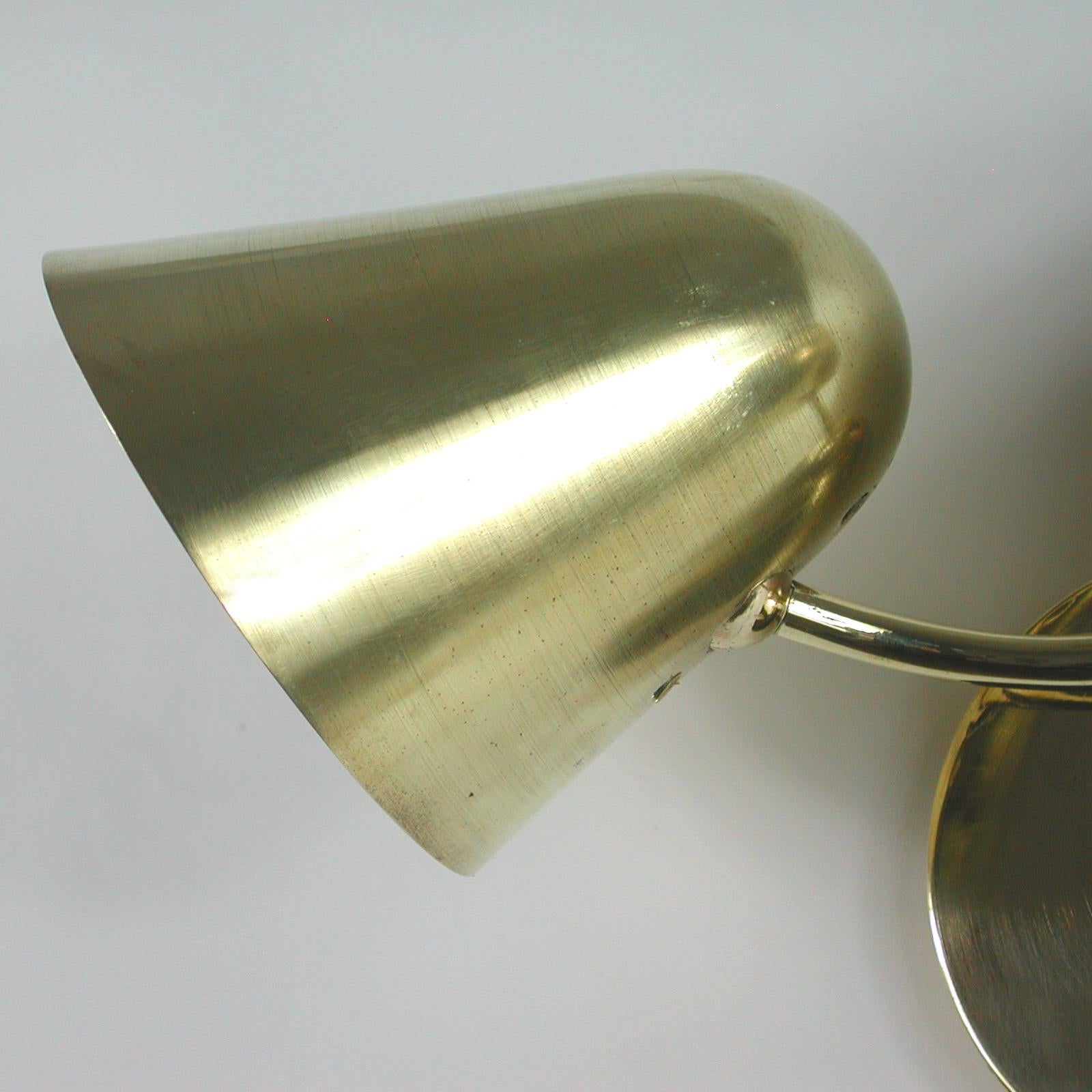 Midcentury Jacques Biny Double Cone Brass Wall Light, 1950s 5