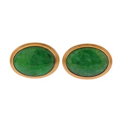 Midcentury Jade 14 Karat Gold Cufflinks