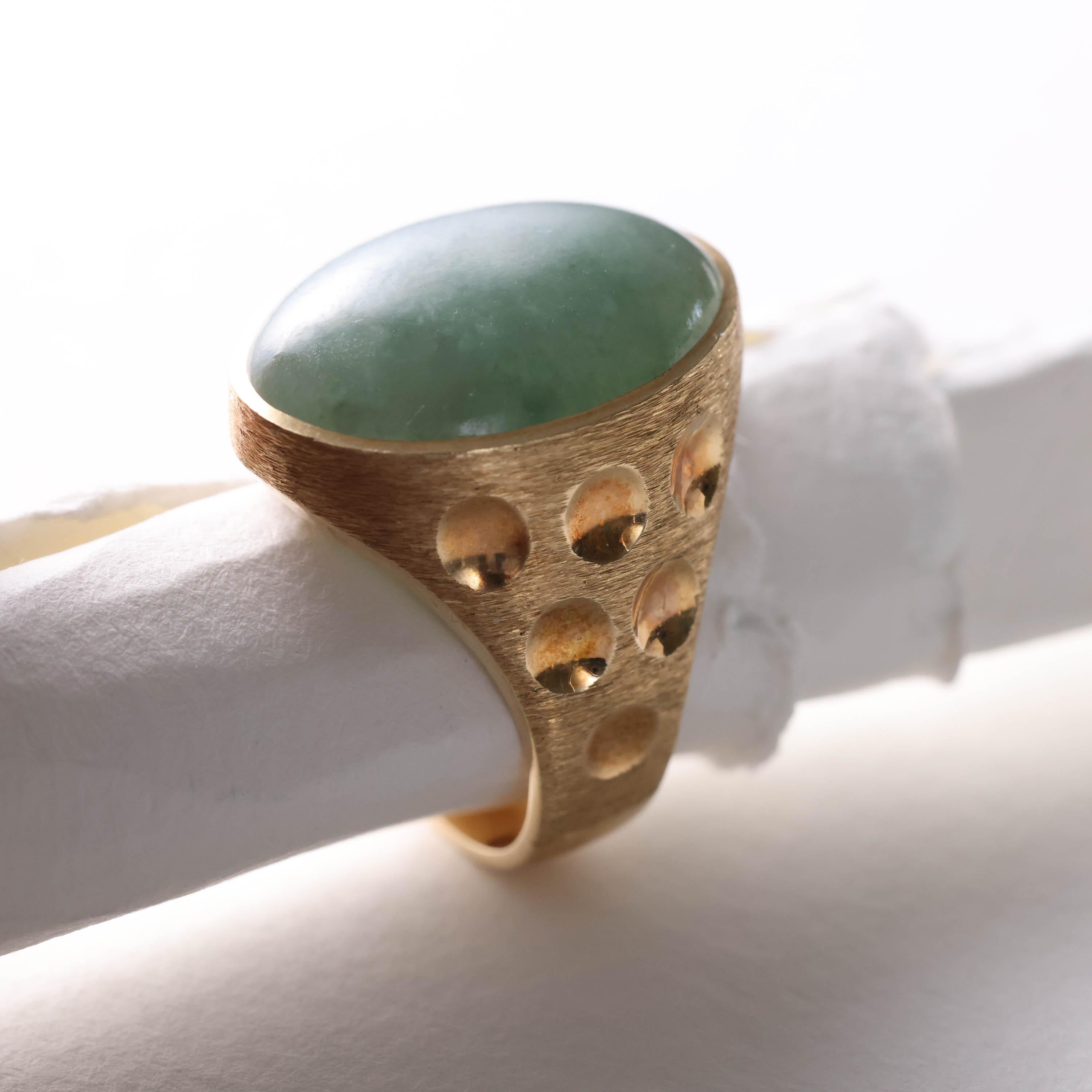 Midcentury Jadeite Men's Ring Certified Untreated, Eccentric Lux Quality For Sale 4