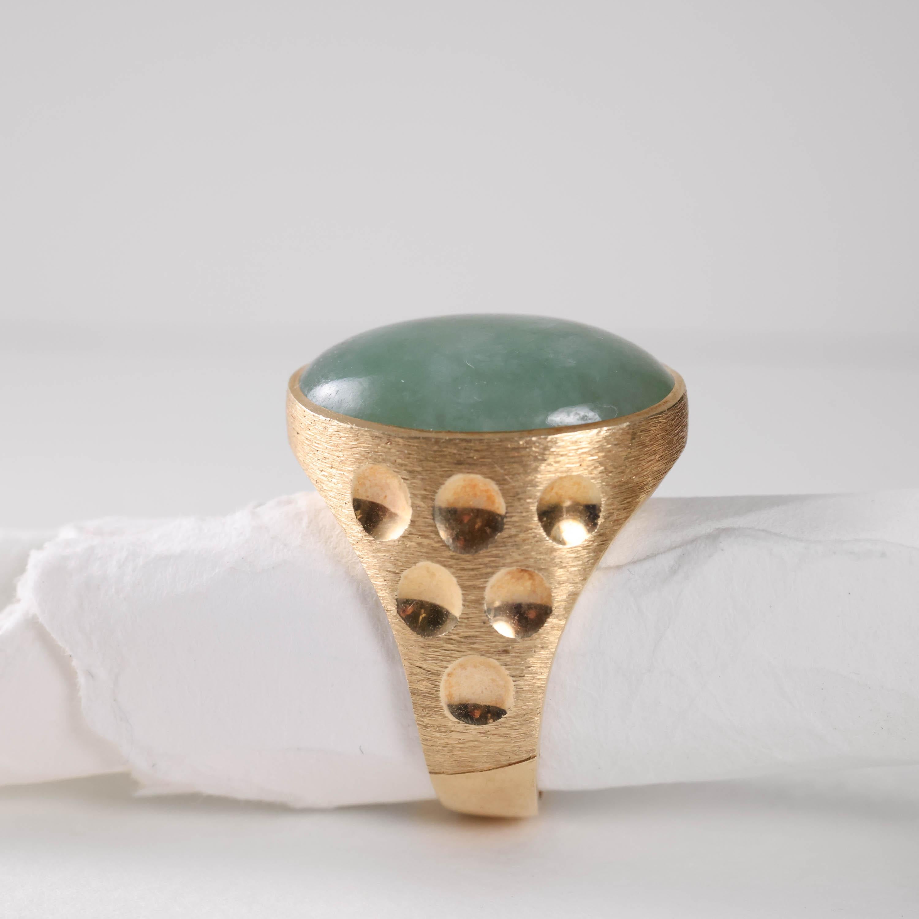 Midcentury Jadeite Men's Ring Certified Untreated, Eccentric Lux Quality For Sale 2