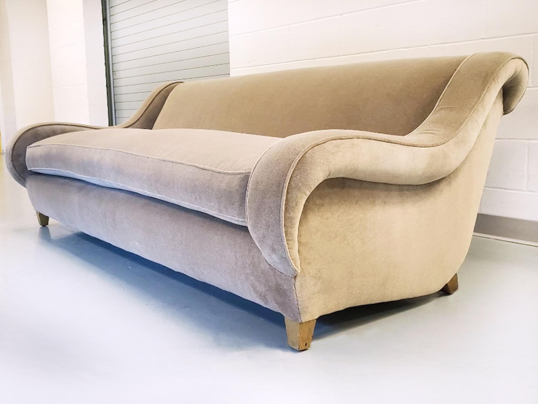 Midcentury James Mont Velvet Mohair Sofa For Sale 1