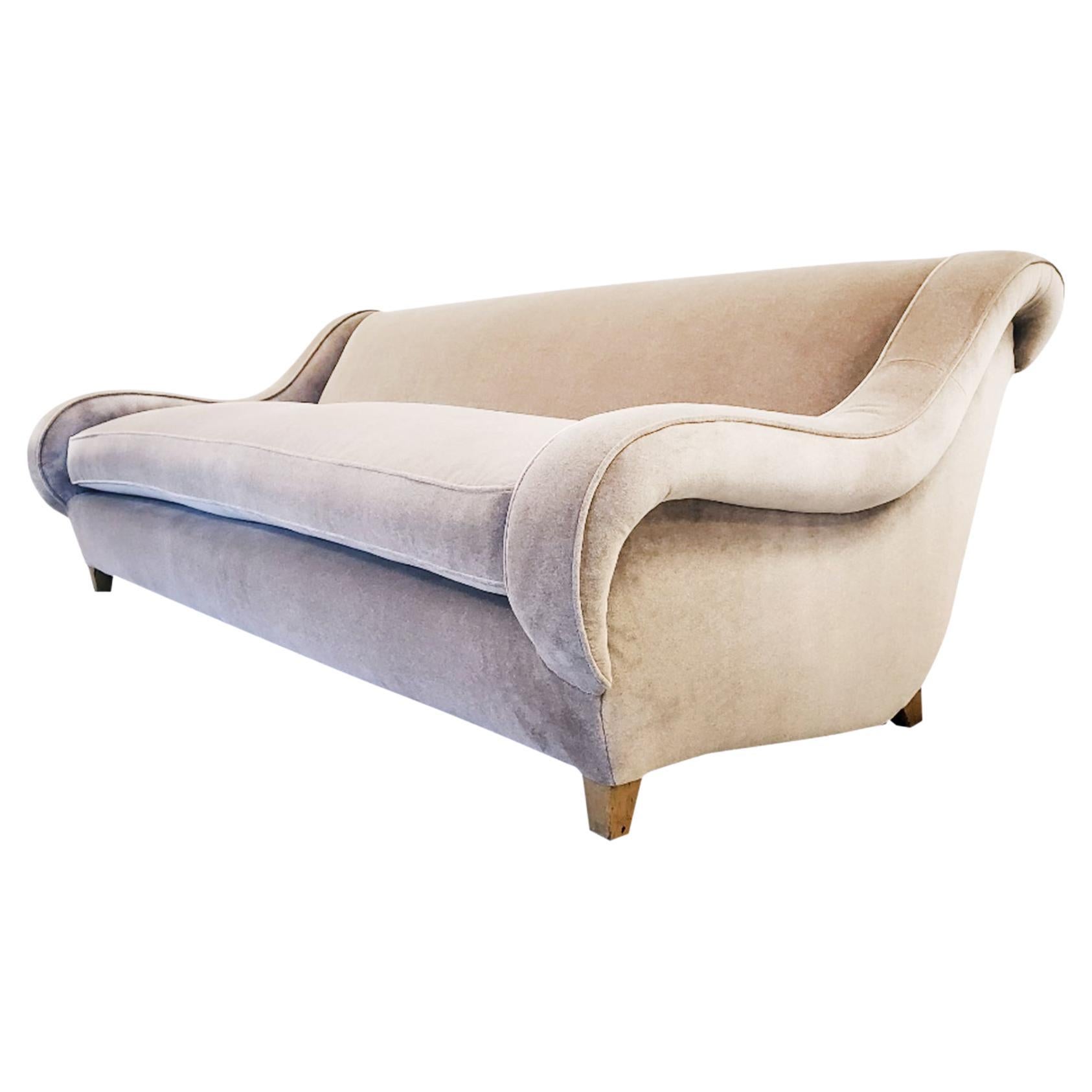 Midcentury James Mont Velvet Mohair Sofa For Sale