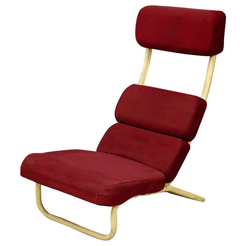 Midcentury Japan Armchairs Red in Original Fabric Red with Label from 1950s