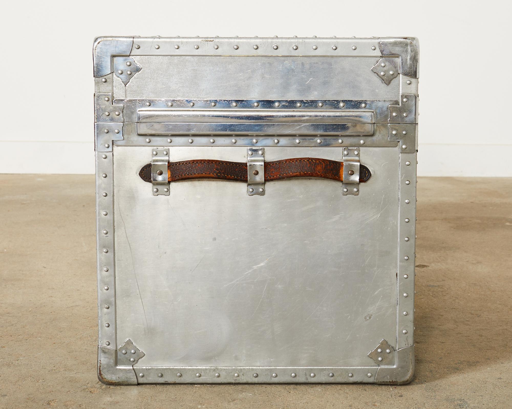 Midcentury Japanese Aluminum Steamer Travel Trunk by Kowa In Good Condition For Sale In Rio Vista, CA