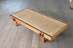 Midcentury Japanese Coffee Table In Wood And Seagrass, Japan, 1960s