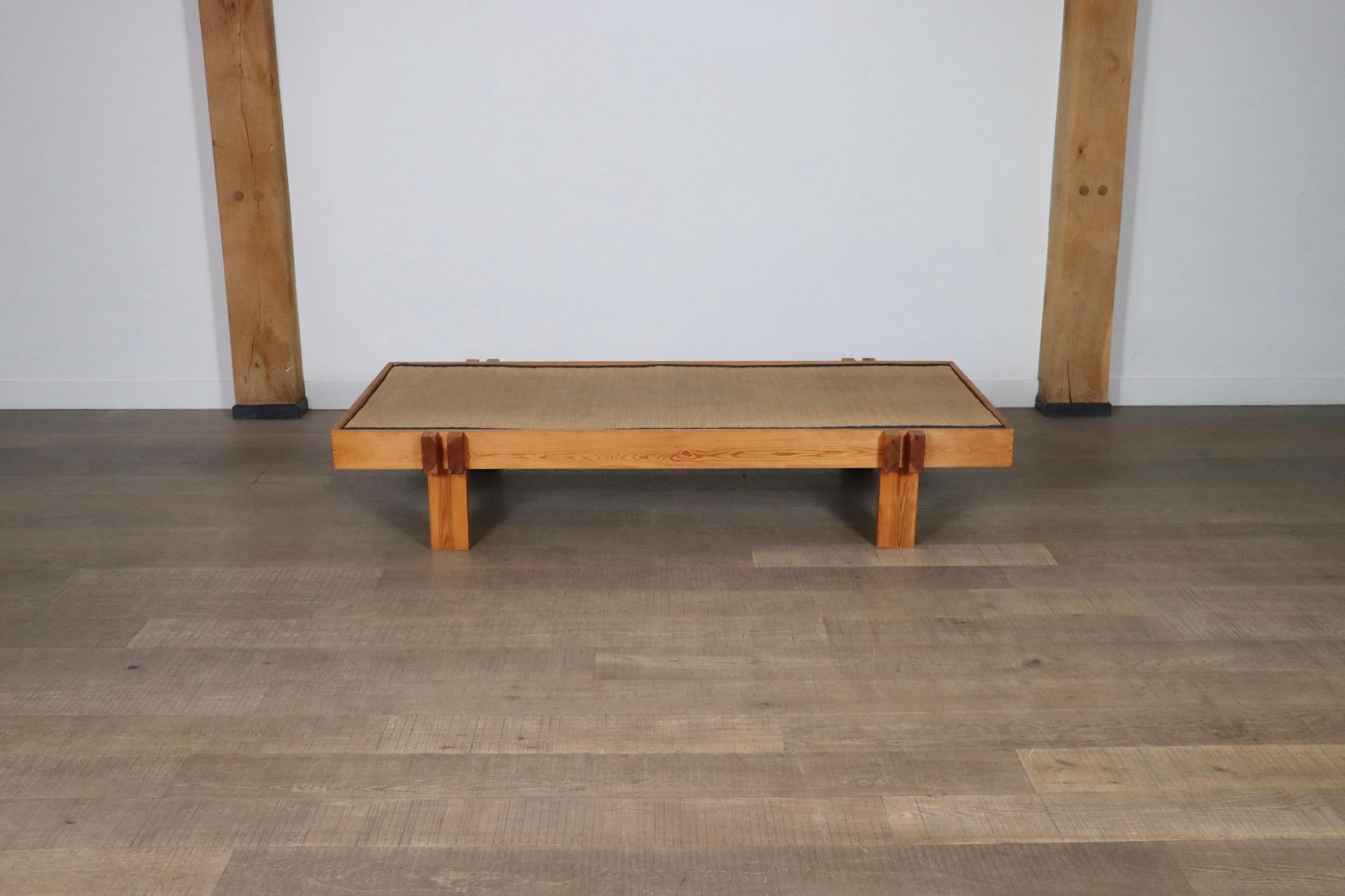 Mid-20th Century Midcentury Japanese Coffee Table In Wood And Seagrass, Japan, 1960s For Sale