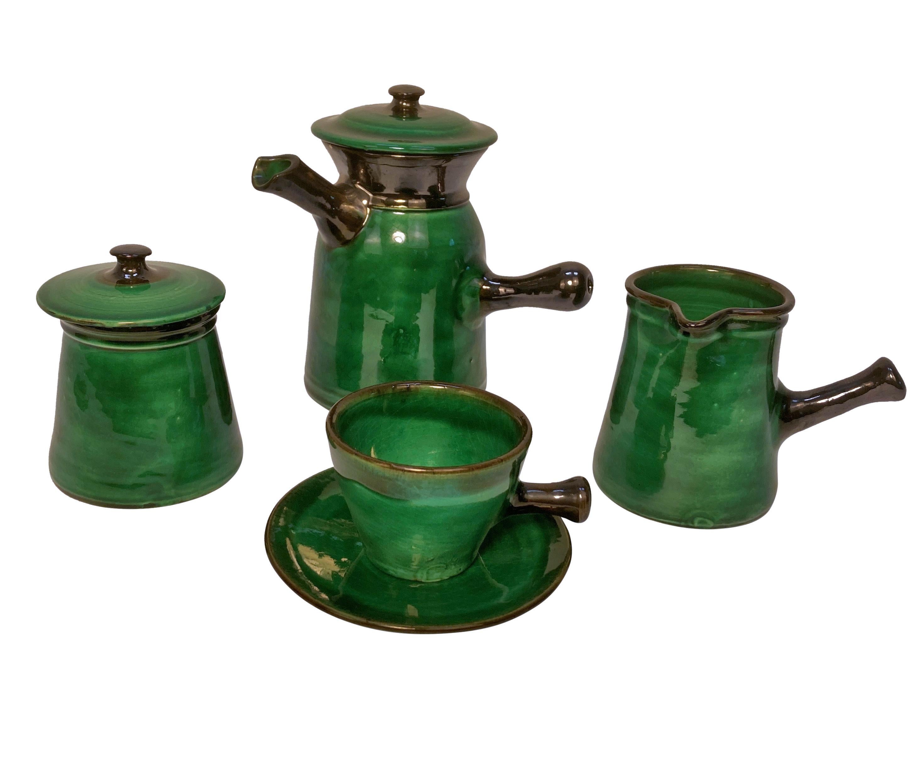 Juego de Té Japonés de Mediados de Siglo Esmaltado Esmeralda en Bueno estado para la venta en Kent, Dover