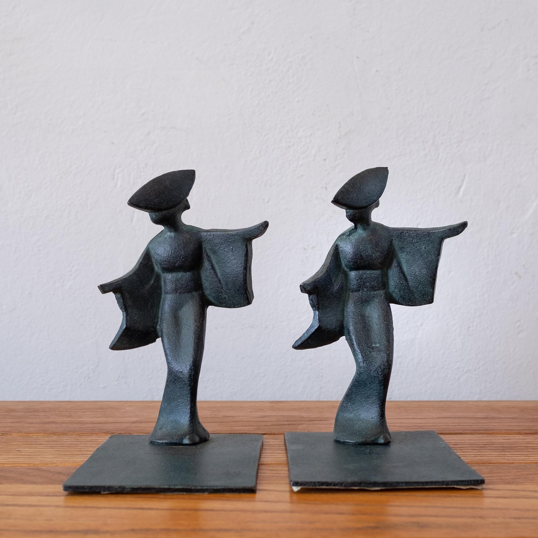 Japanese solid iron bookends from the 1950s. Marked Japan.