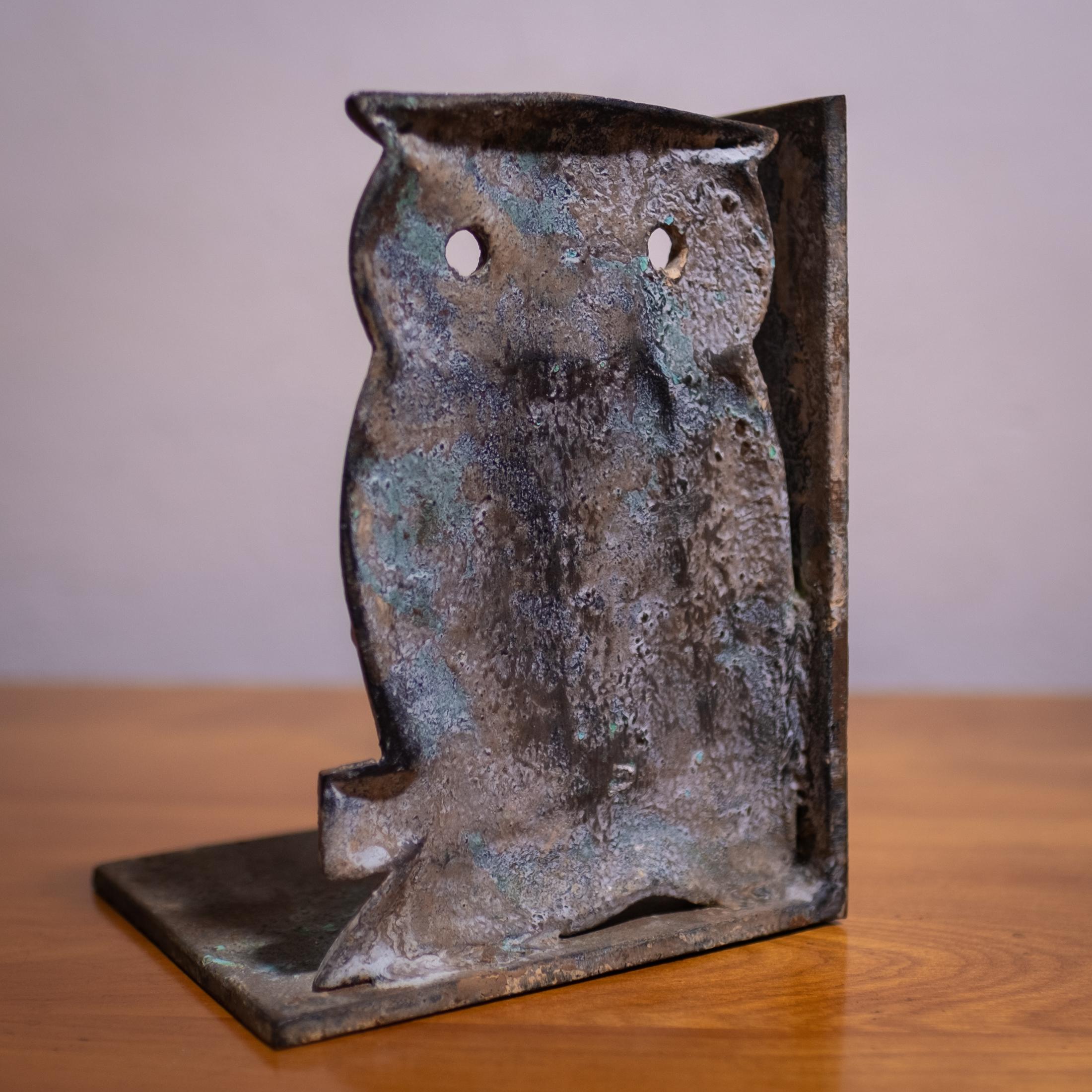 Mid-Century Japanese Iron Owl Bookends 1