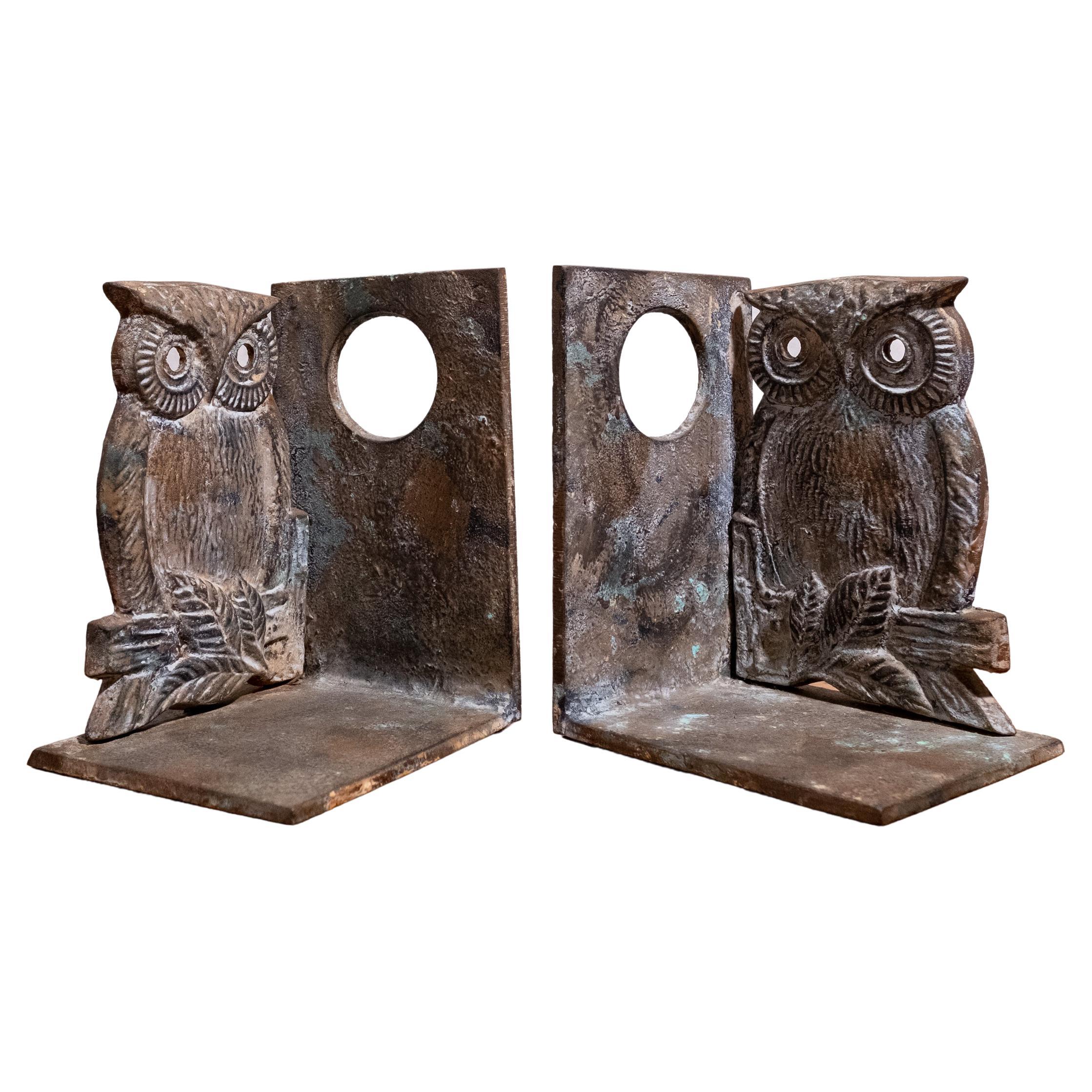 Mid-Century Japanese Iron Owl Bookends