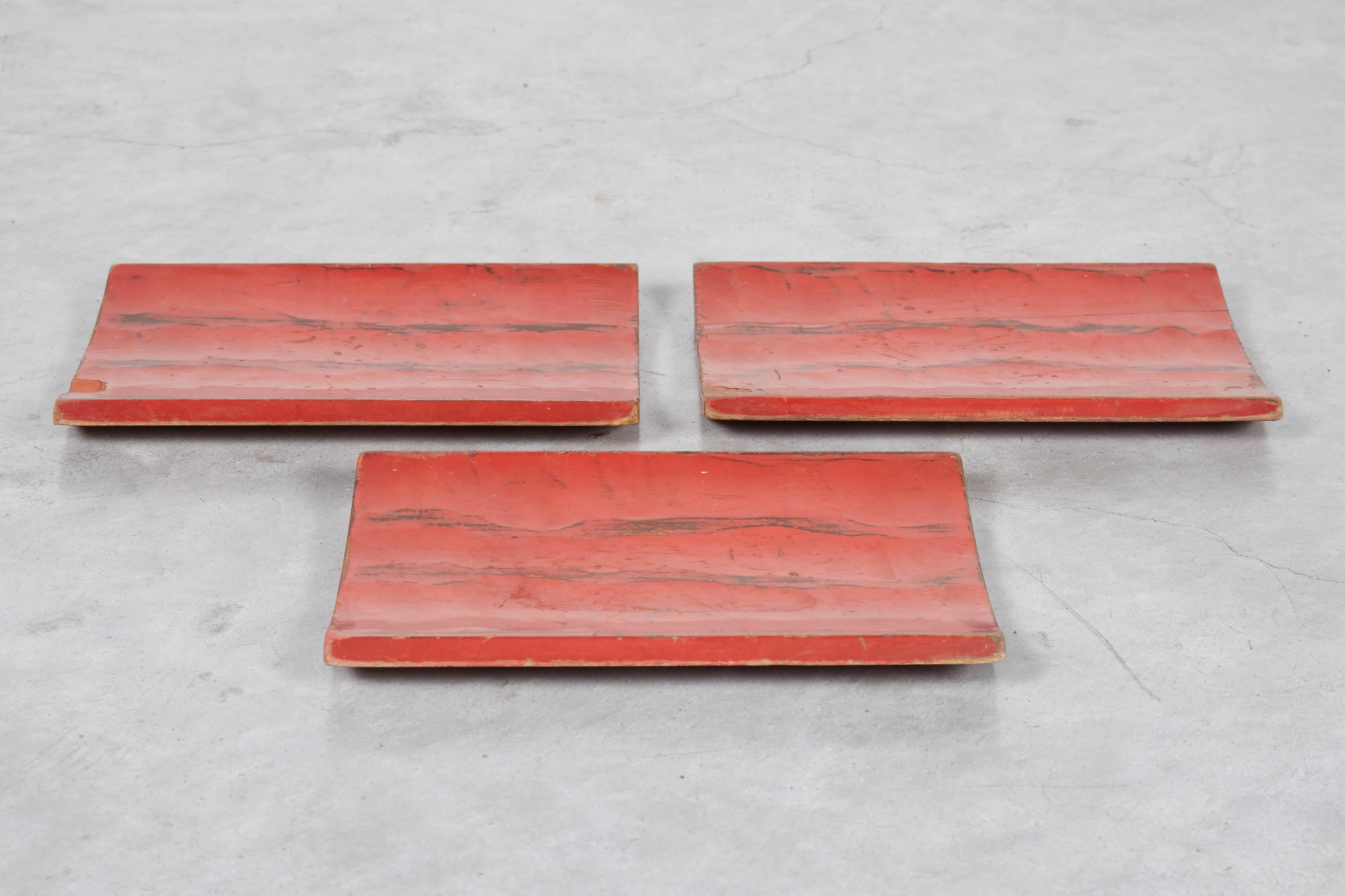 20th Century Midcentury Japanese Lacquer Trays, Set of Three