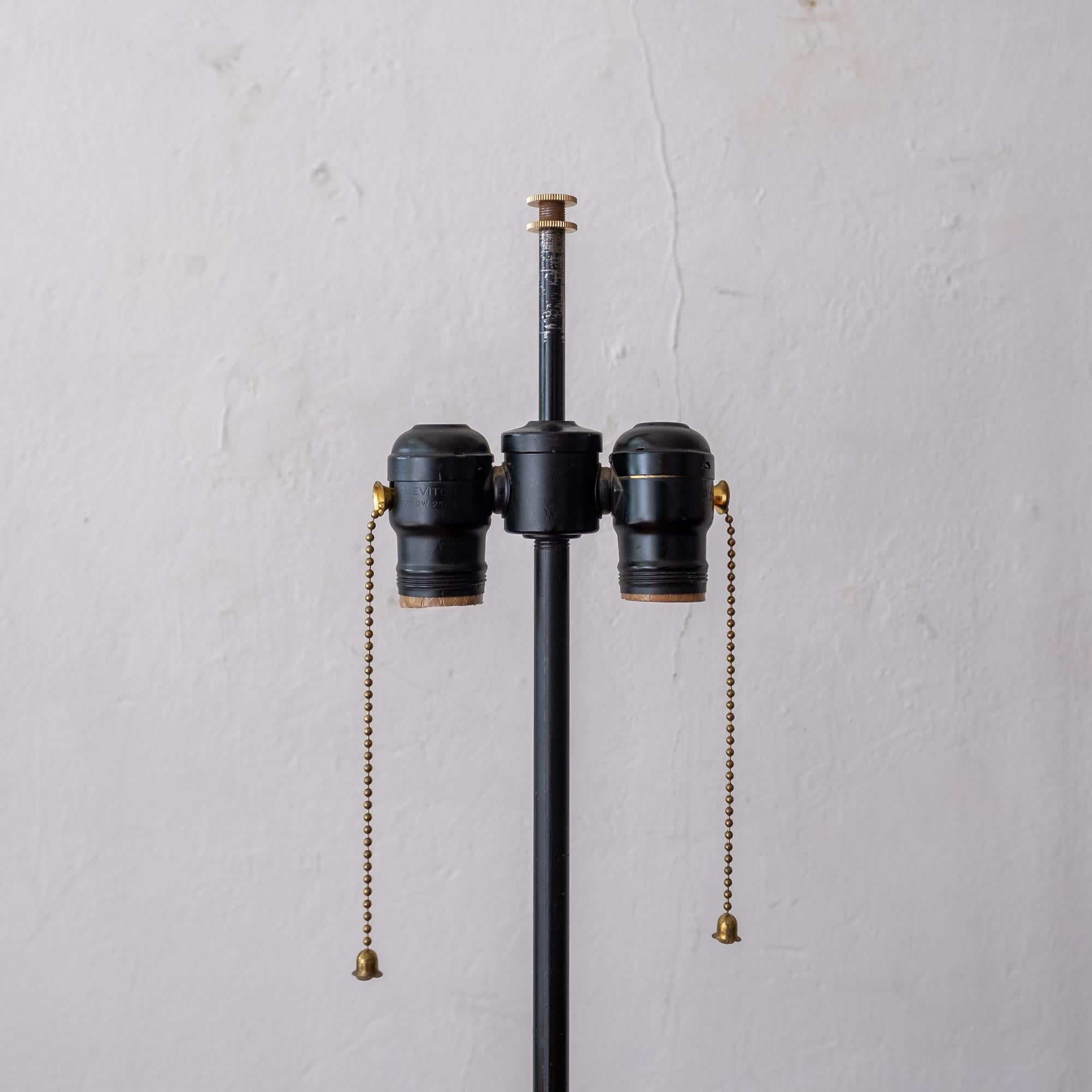 Linen Midcentury Japanese Lantern Tripod Floor Lamp