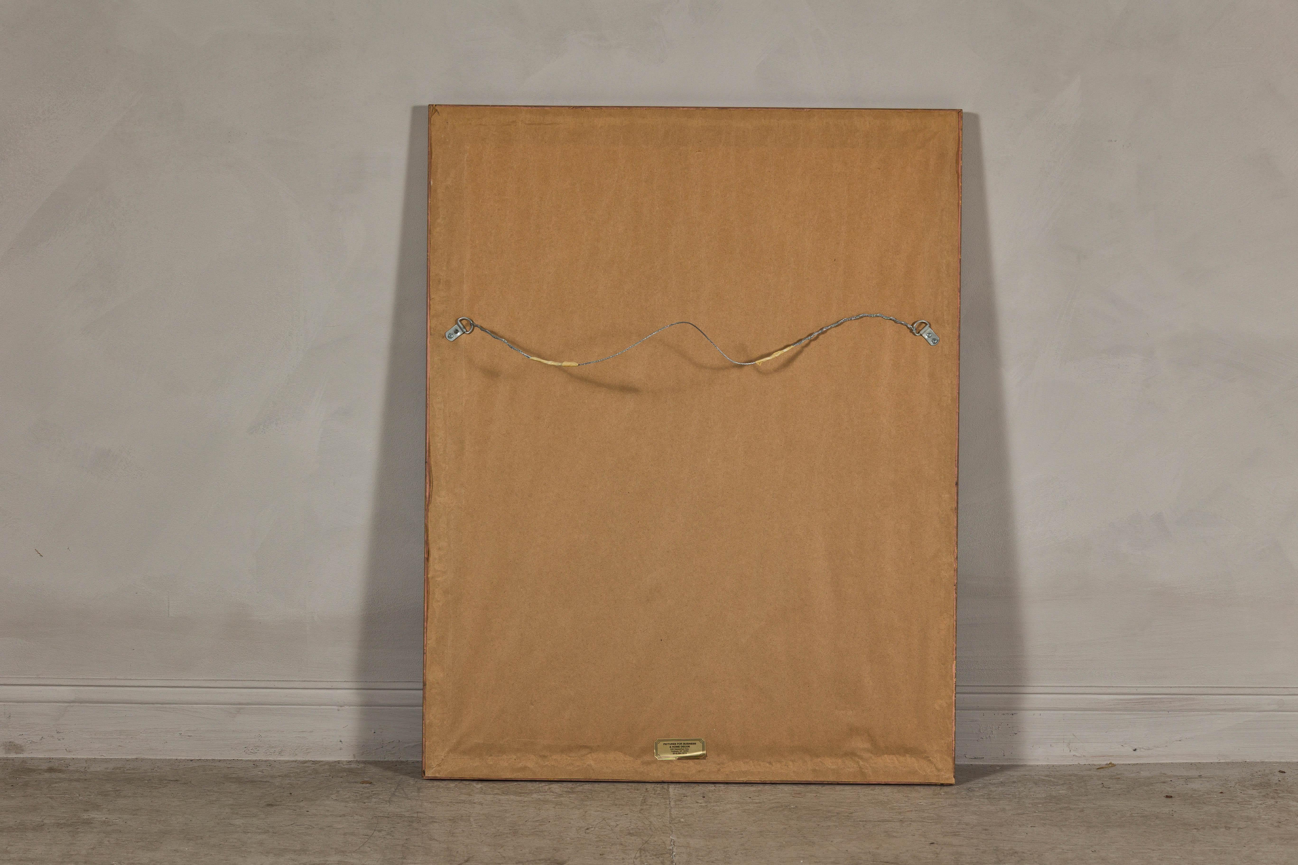 Midcentury Japanese Minimalist Botanical Print in Custom Gold Frame under Glass For Sale 12