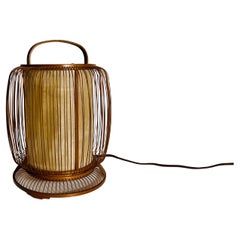 Midcentury Japanese Wooden Table Lamp, circa 1970