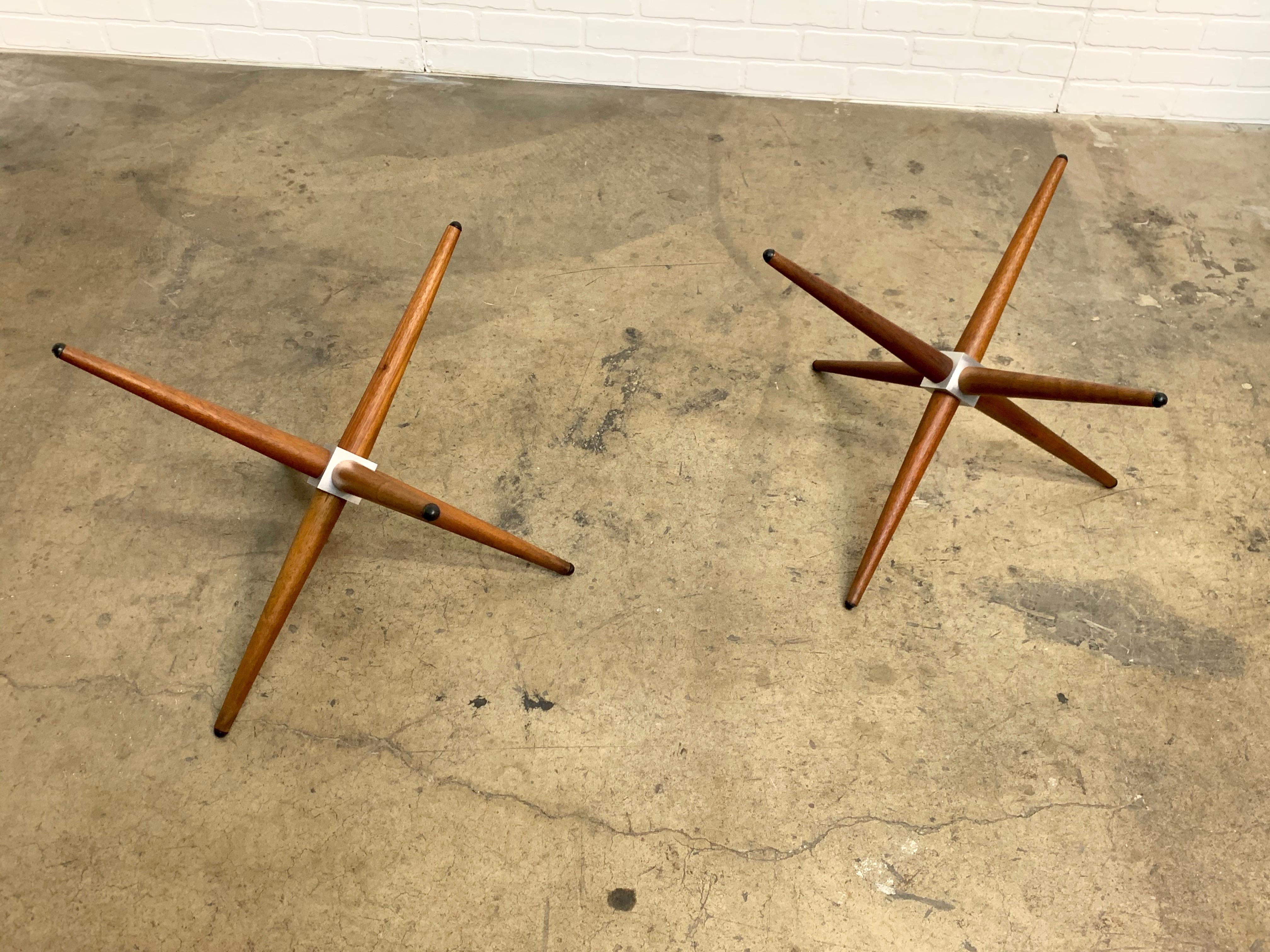 Midcentury Jax Style End Tables of Walnut and Aluminum 4