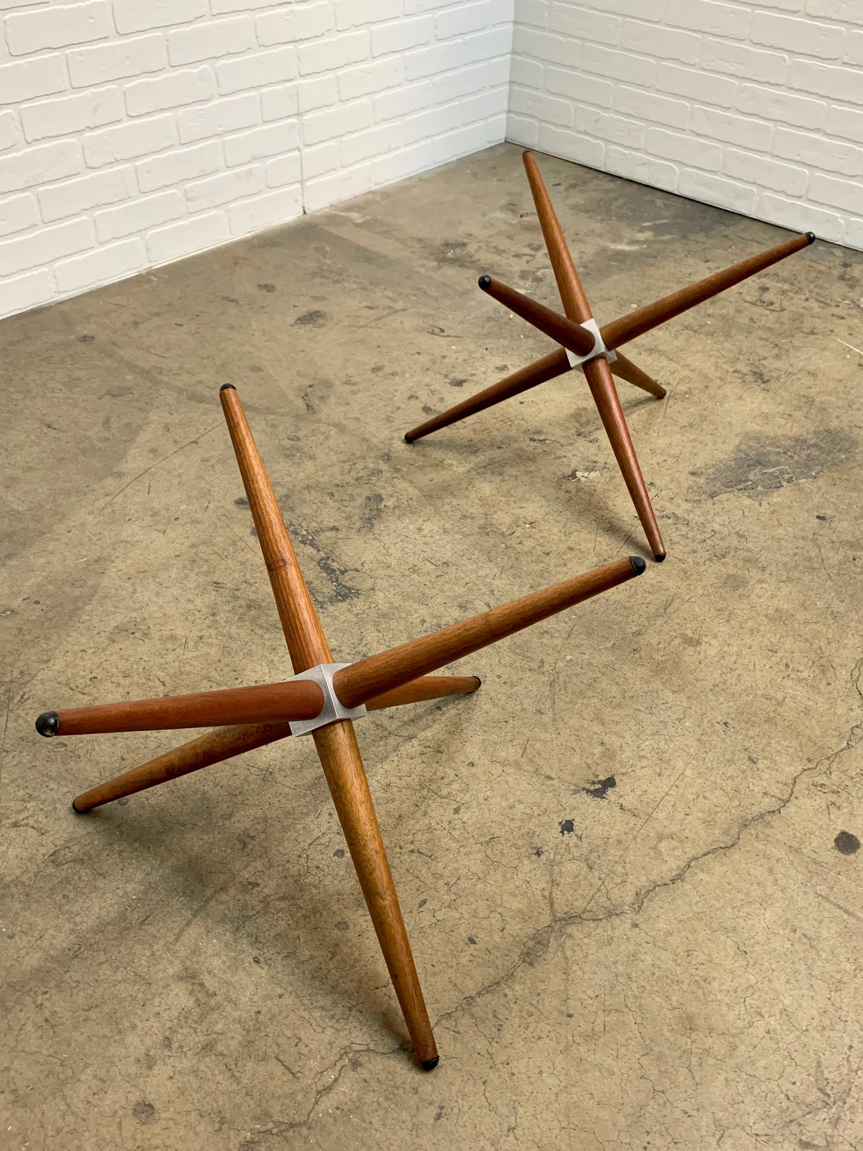 Midcentury Jax Style End Tables of Walnut and Aluminum 5