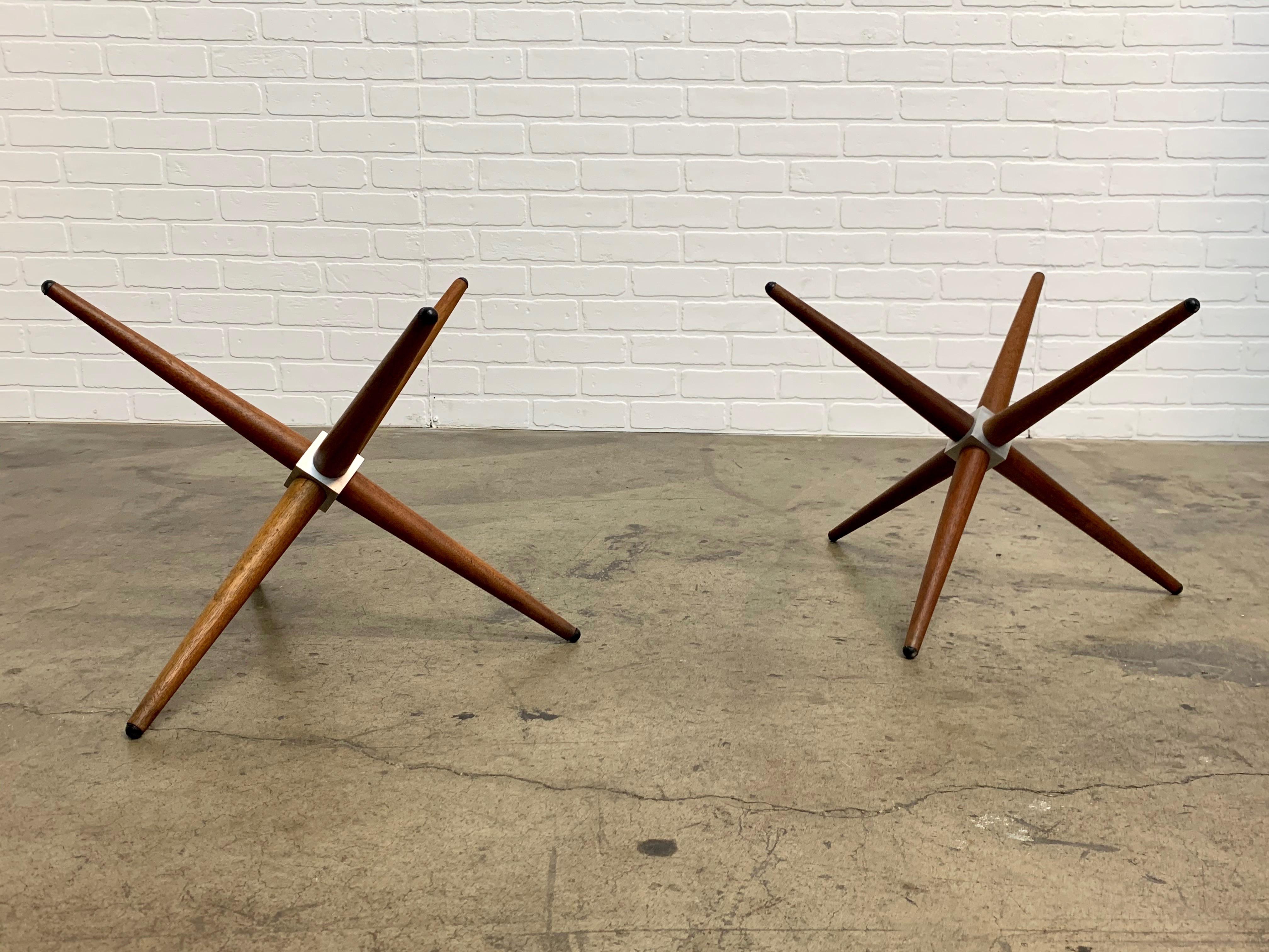 Midcentury Jax Style End Tables of Walnut and Aluminum 6
