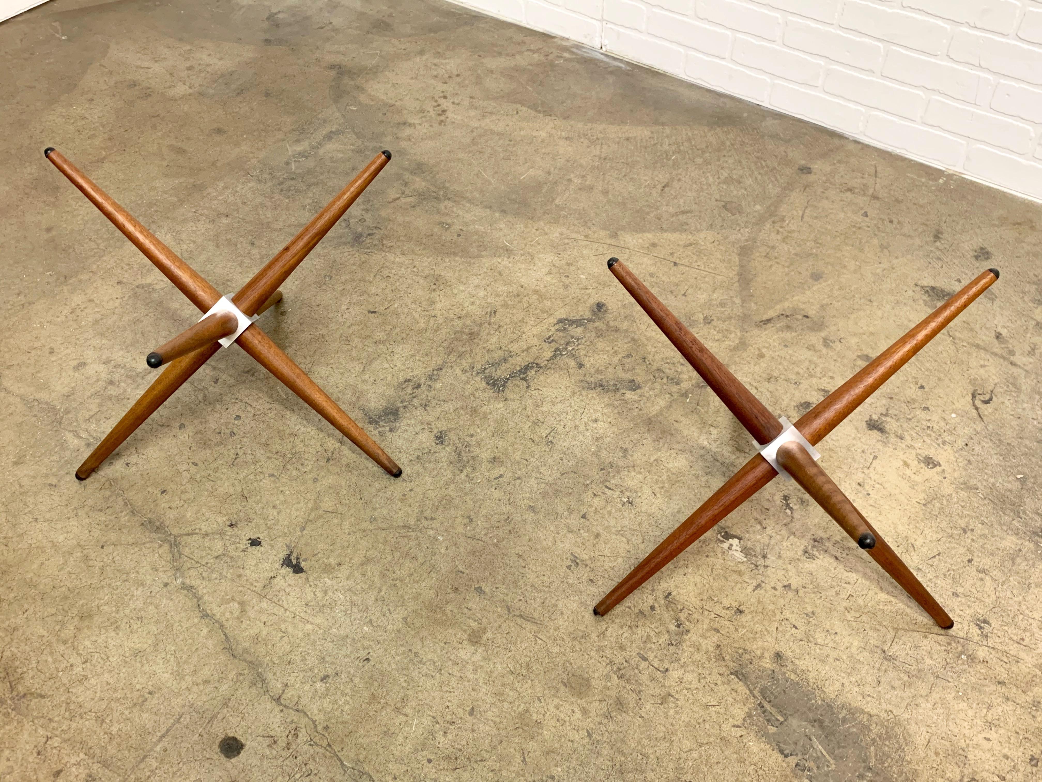 Midcentury Jax Style End Tables of Walnut and Aluminum 7