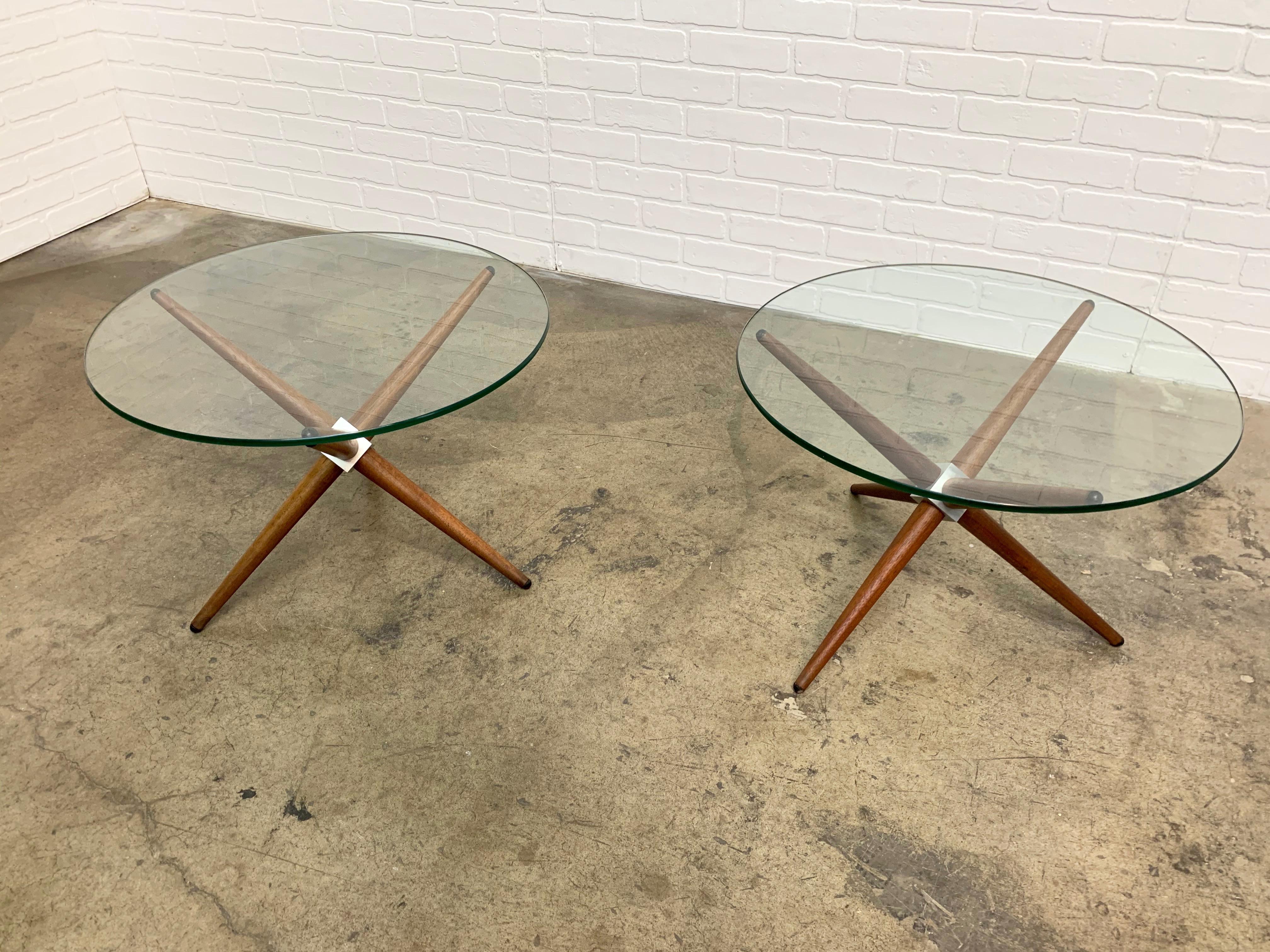 Midcentury Jax Style End Tables of Walnut and Aluminum In Good Condition In Denton, TX
