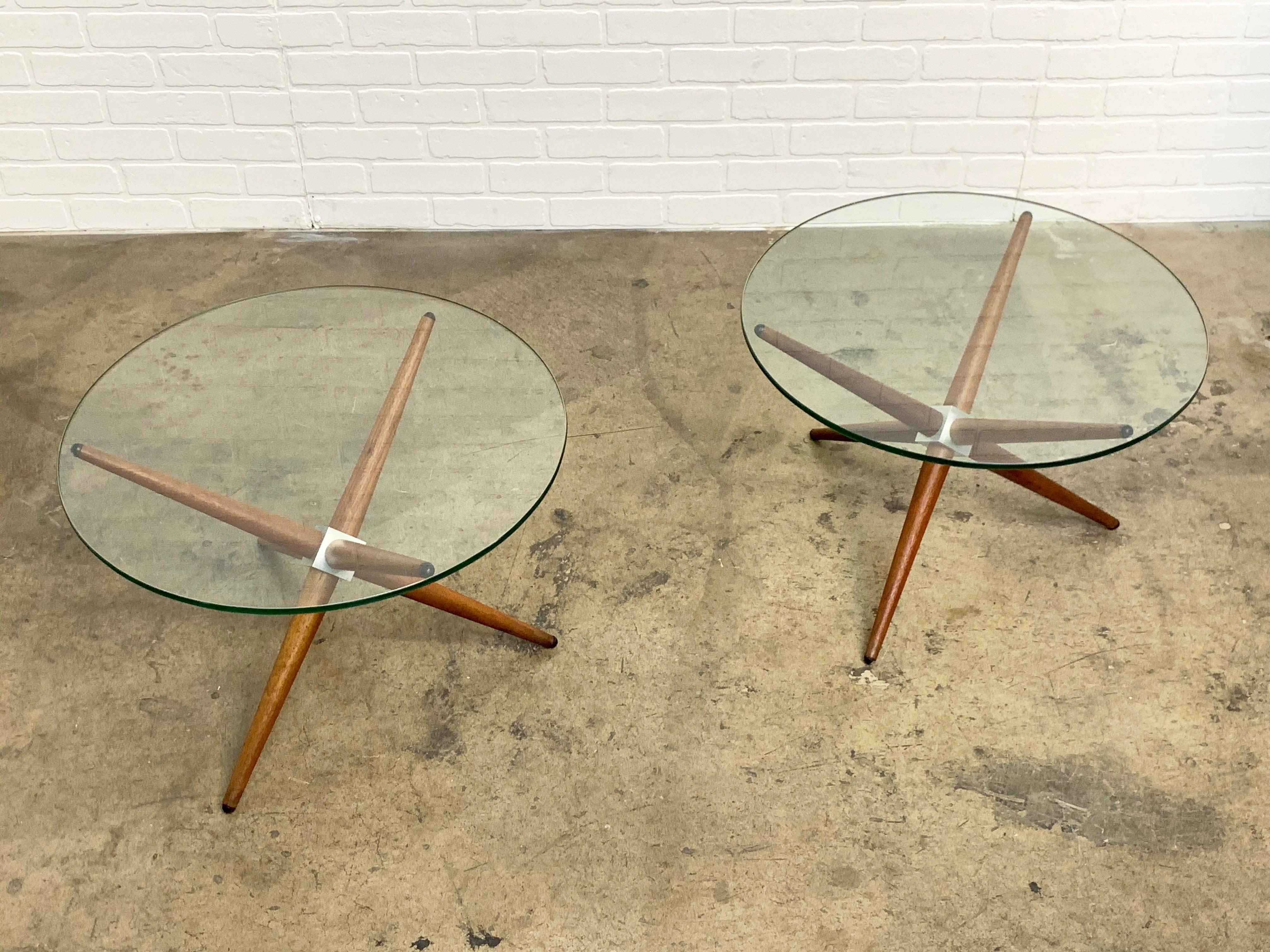 Midcentury Jax Style End Tables of Walnut and Aluminum 2