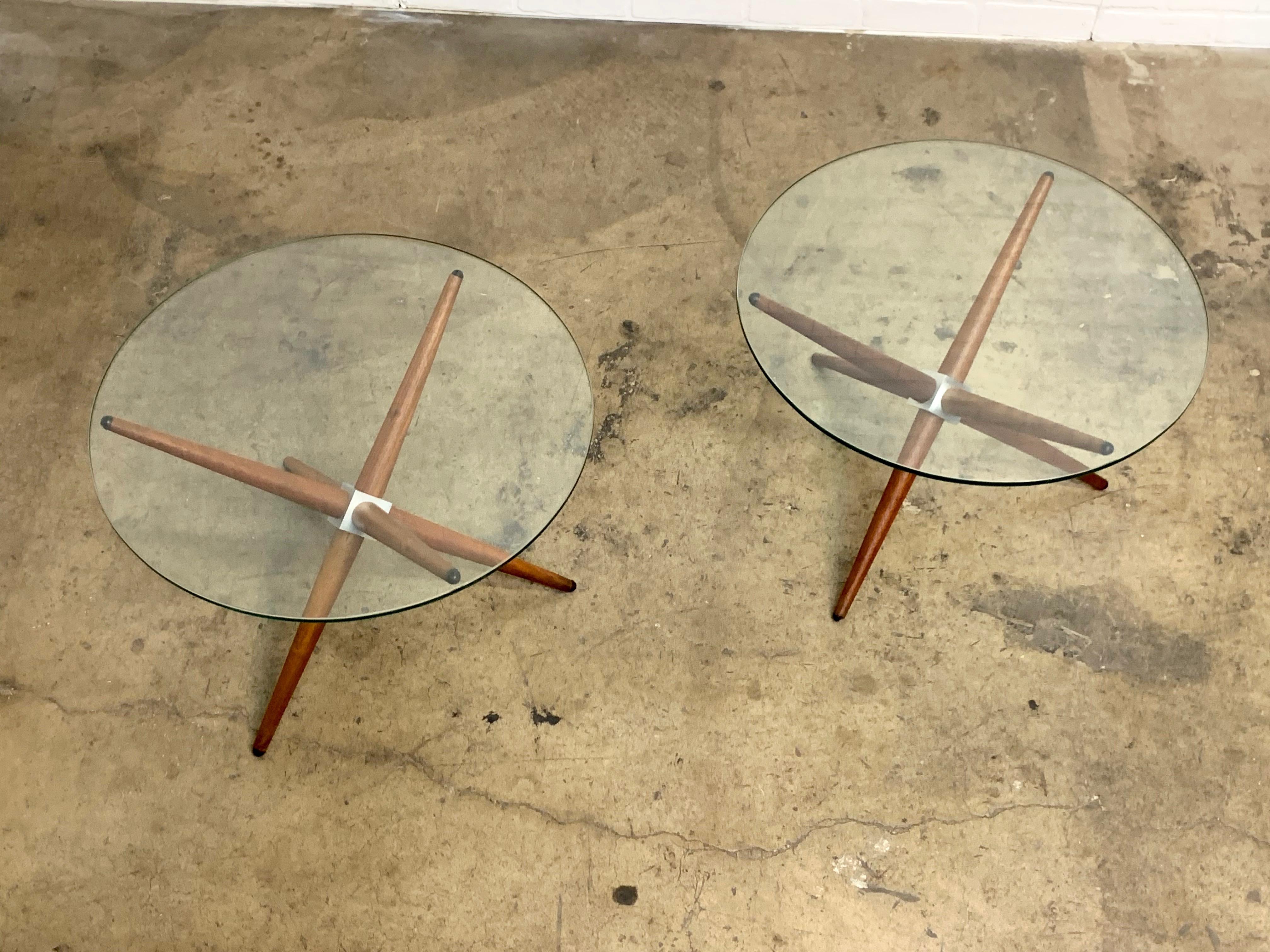 Midcentury Jax Style End Tables of Walnut and Aluminum 3