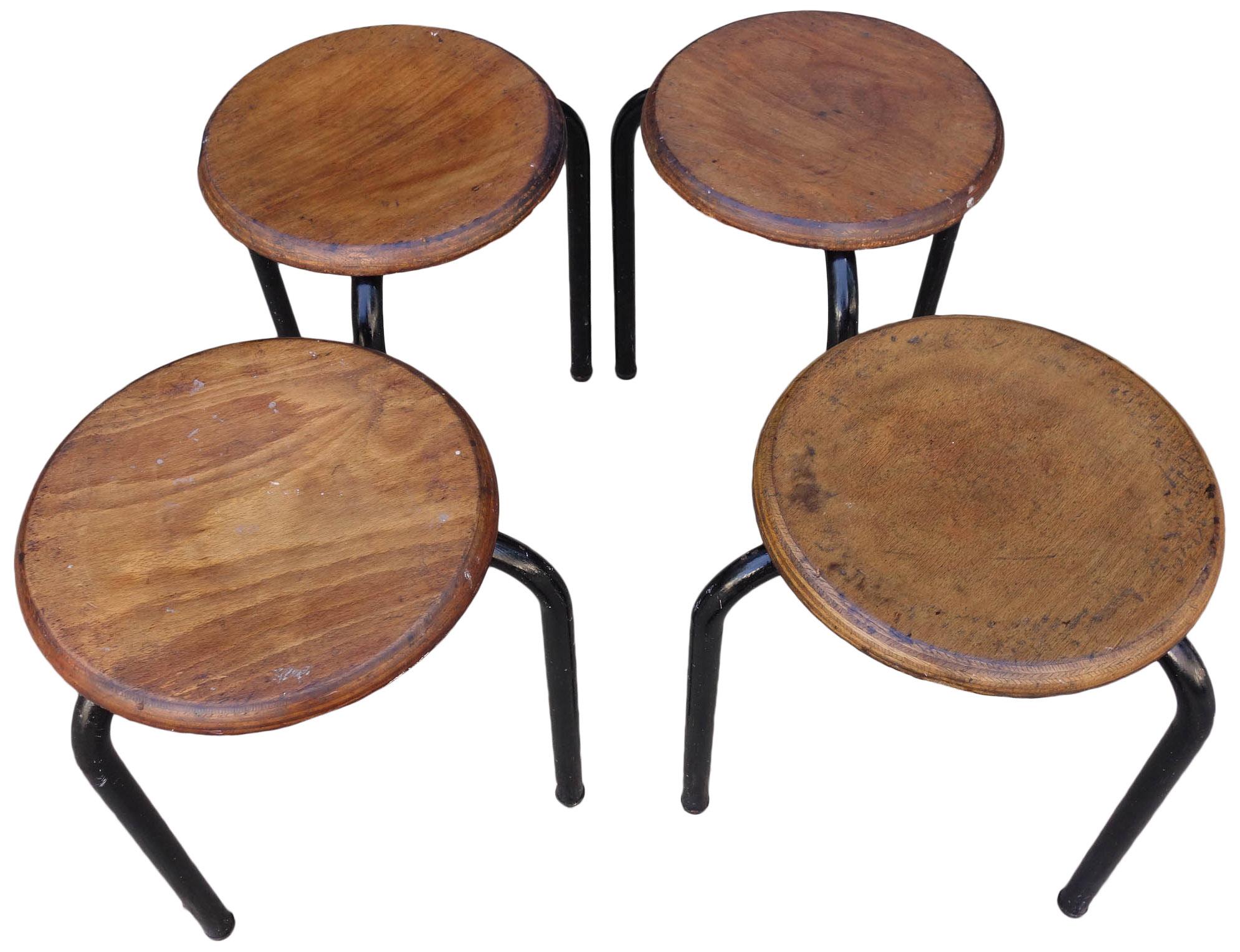 French Midcentury Jean Prouvé Stools For Sale