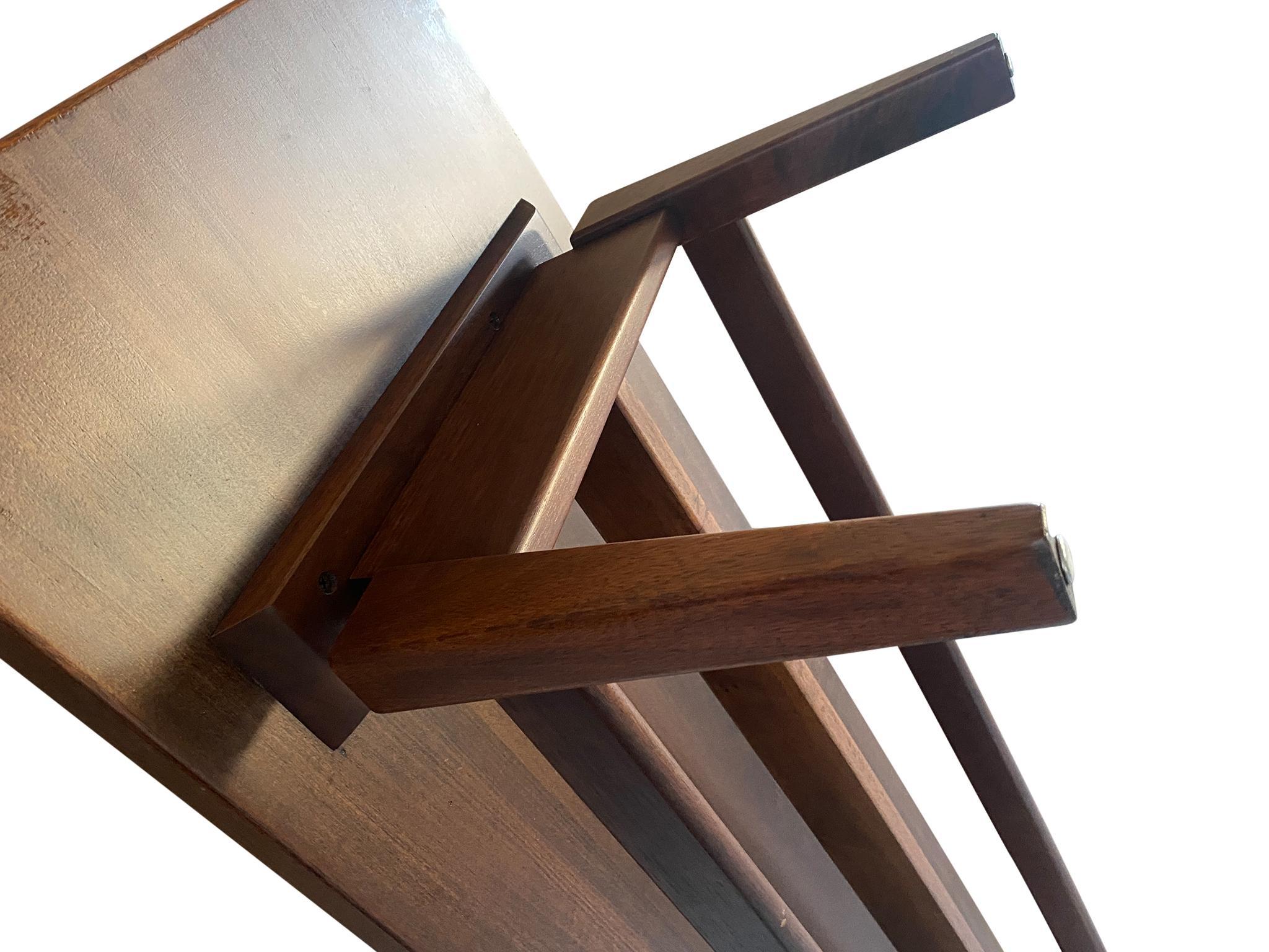 Midcentury Jens Risom Design Walnut Floating Top Coffee Table Bench For Sale 1