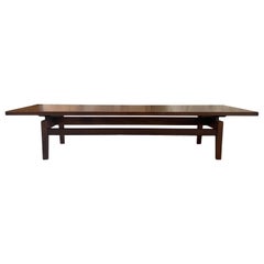 Midcentury Jens Risom Design Walnut Floating Top Coffee Table Bench