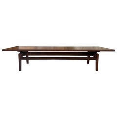 Used Midcentury Jens Risom Design Walnut Floating Top Coffee Table Bench