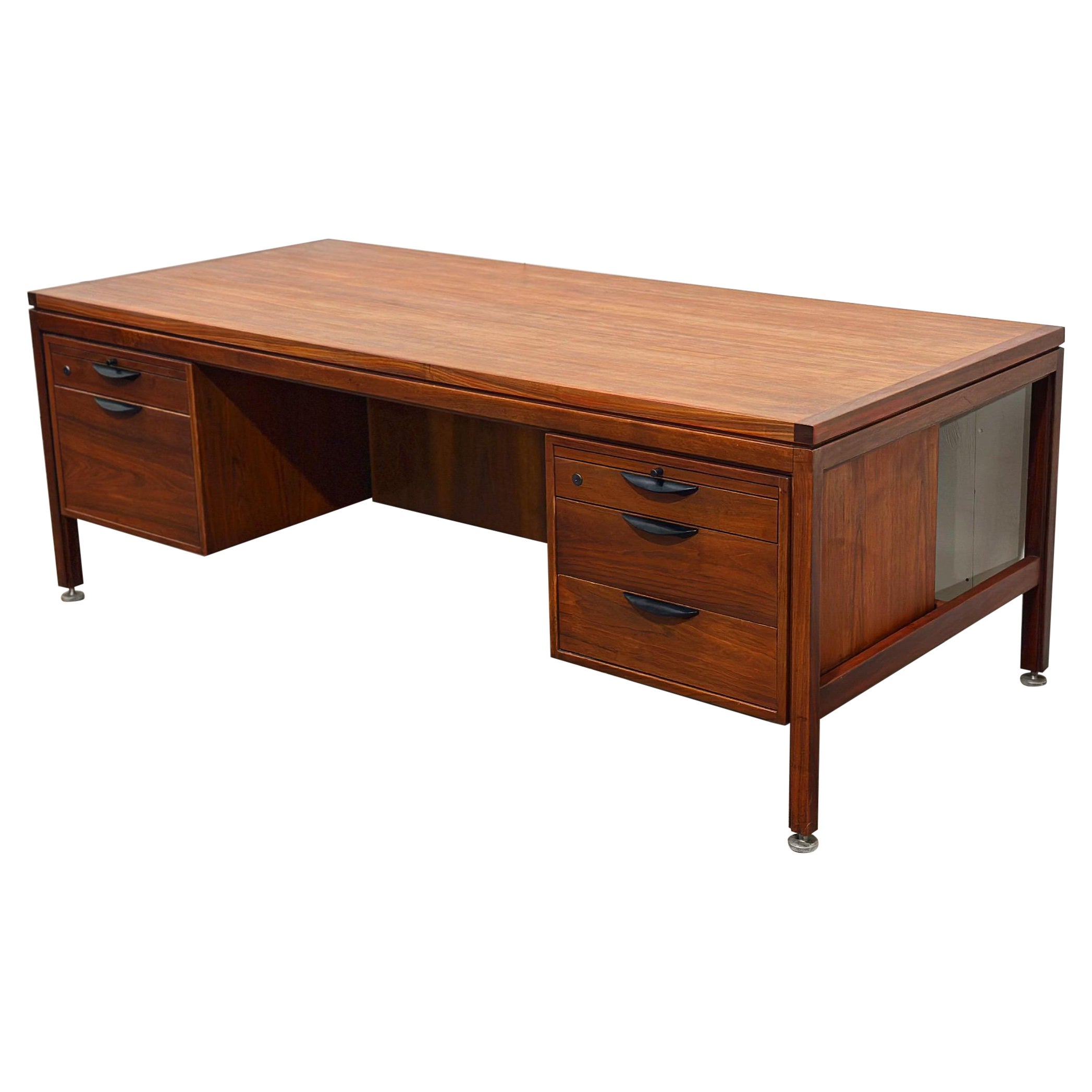 Midcentury Jens Risom Executive Desk - Black Walnut Danish Modern - Circa 1960s