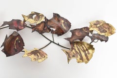 Midcentury Jere Style School of Fish Hanging Metal Wall Sculpture