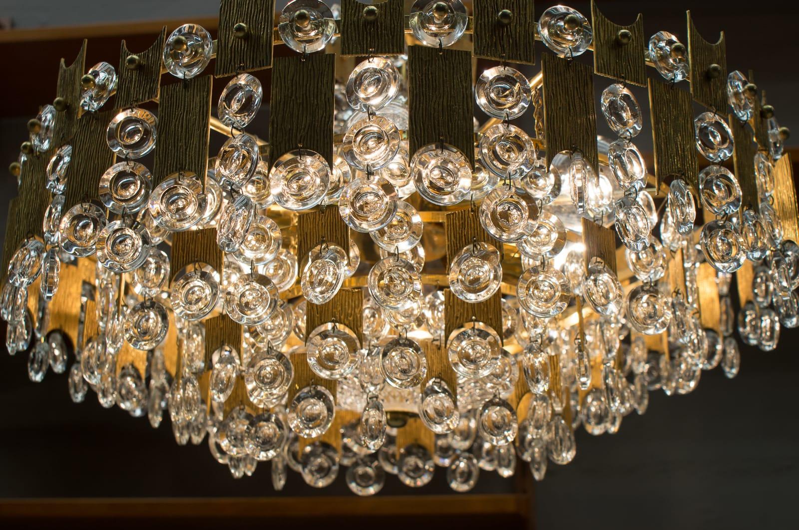 Midcentury Jeweled Crystal Chandelier by Palwa 'Palme & Walter', 1960s For Sale 1